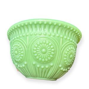 VINTAGE JADEITE Green Embossed Glass Cereal Soup Bowl